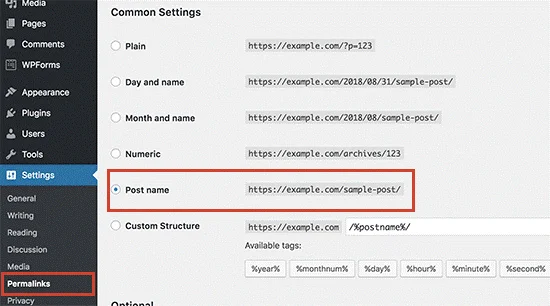 wp permlinks