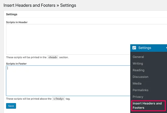 پلاگین Insert Headers and Footers