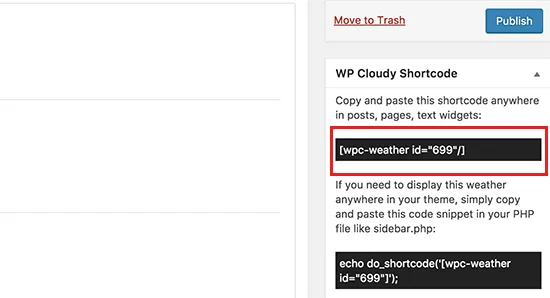 weather shortcode
